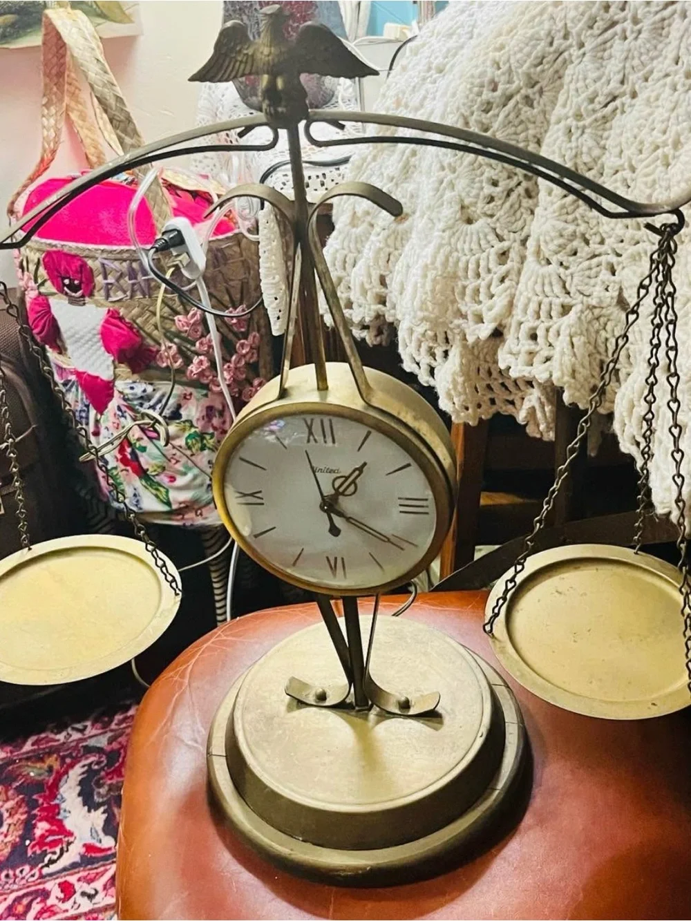 Brass Scale of Justice Wall Clock - Gold Finish